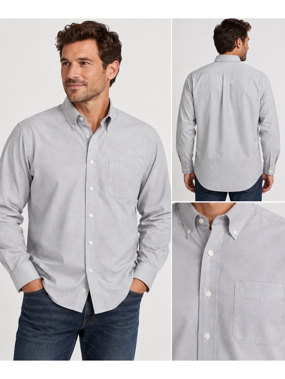 L.L.Bean Men’s Oxford Shirt 16.5 35 Approx XL Gray Traditional Fit Cotton